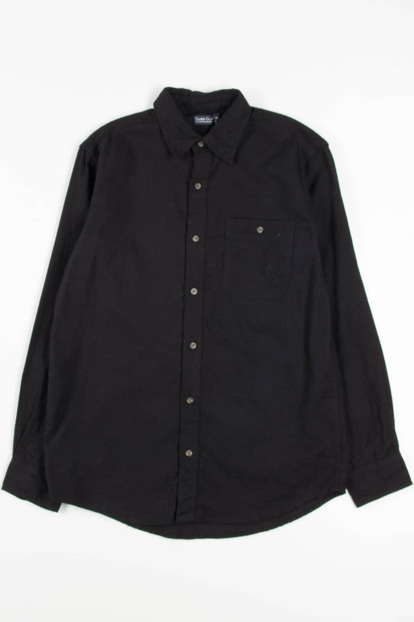 Solid Black Faded Glory Flannel Shirt 3842