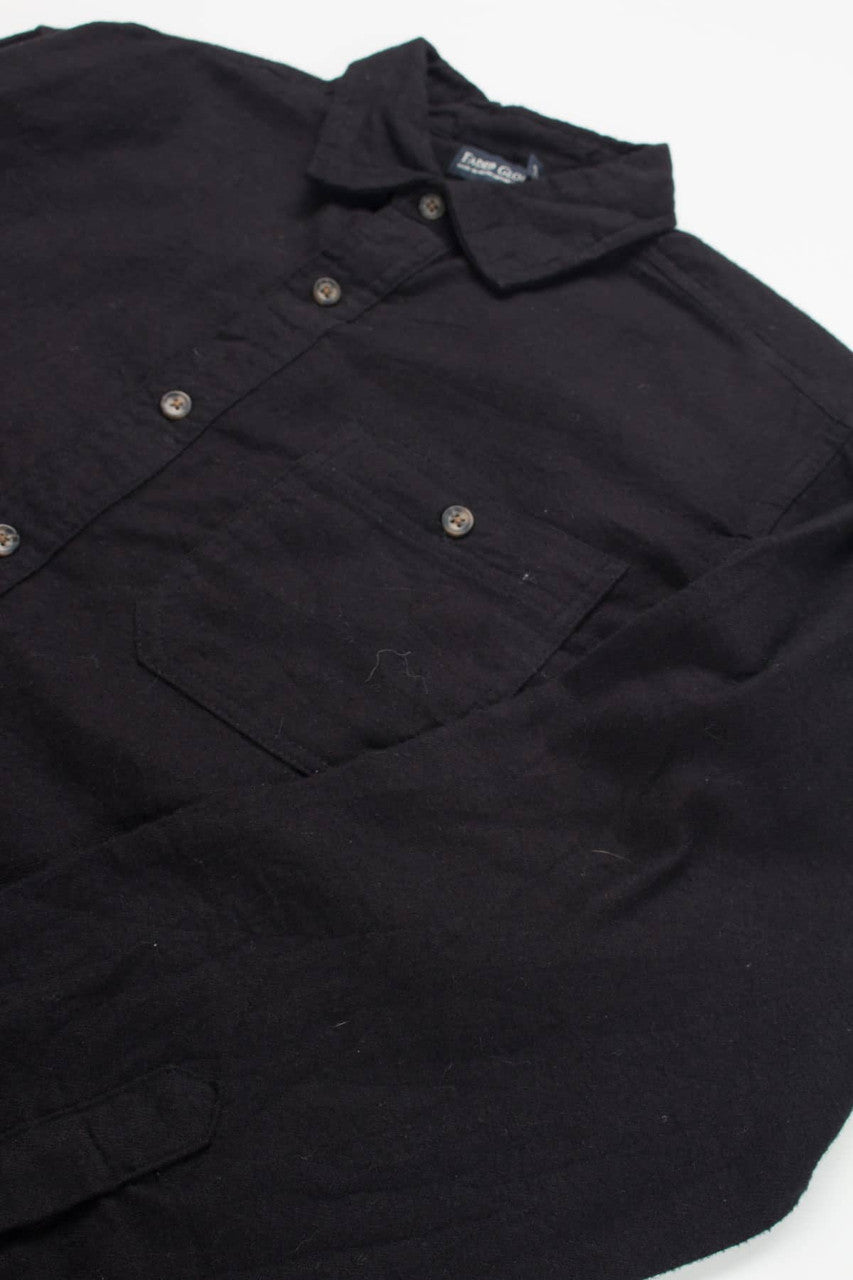 Solid Black Faded Glory Flannel Shirt 3842