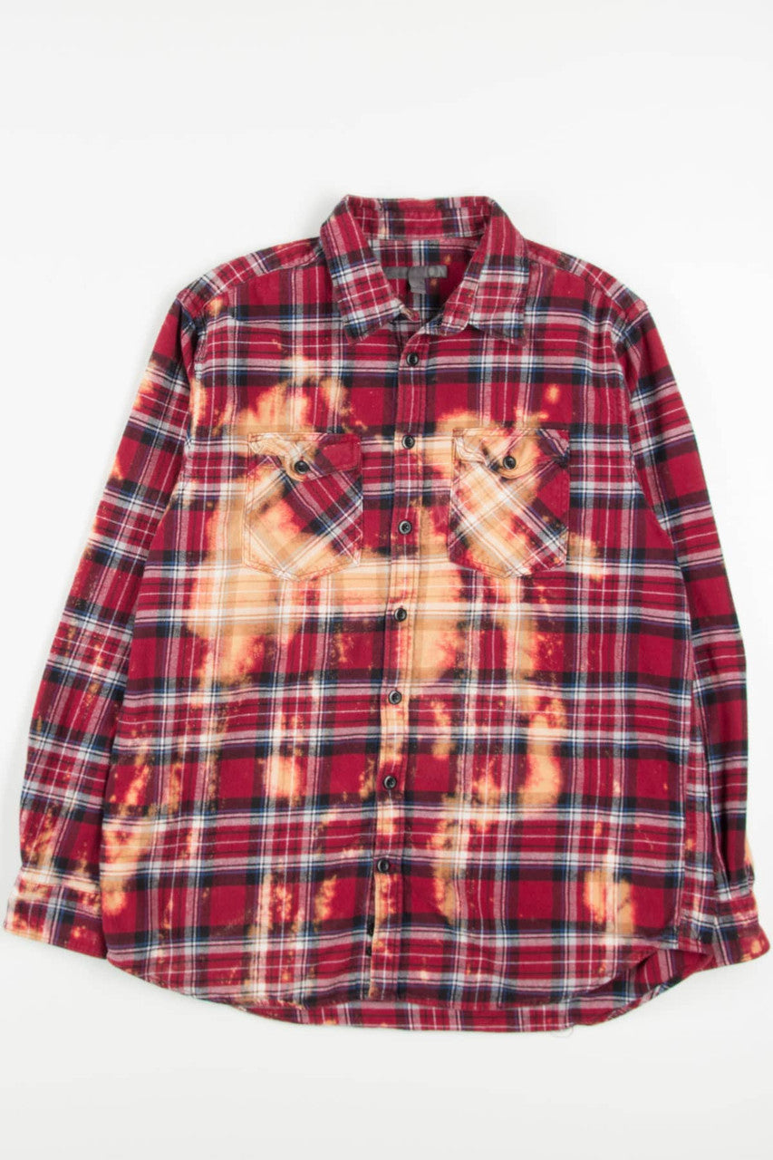 Bleached Red Plaid Flannel Shirt 3852