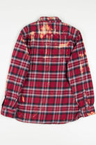 Bleached Red Plaid Flannel Shirt 3852