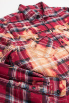 Bleached Red Plaid Flannel Shirt 3852