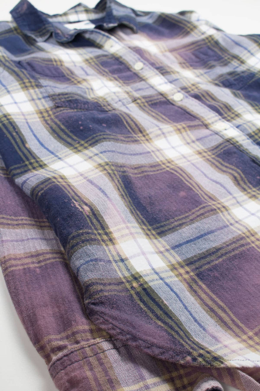 Bleached Plaid Light Weight Flannel Shirt 3875