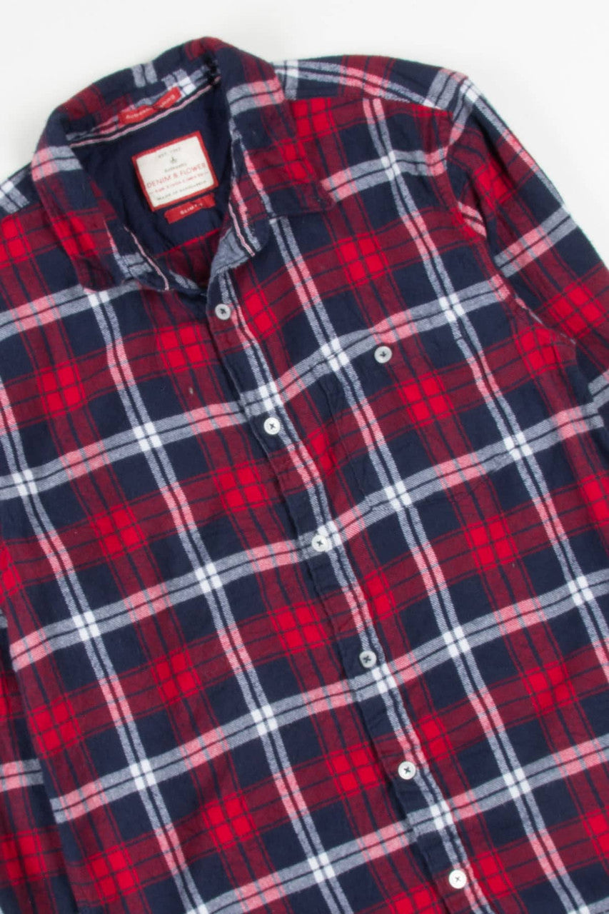 Red Denim & Flowers Flannel Shirt 3918