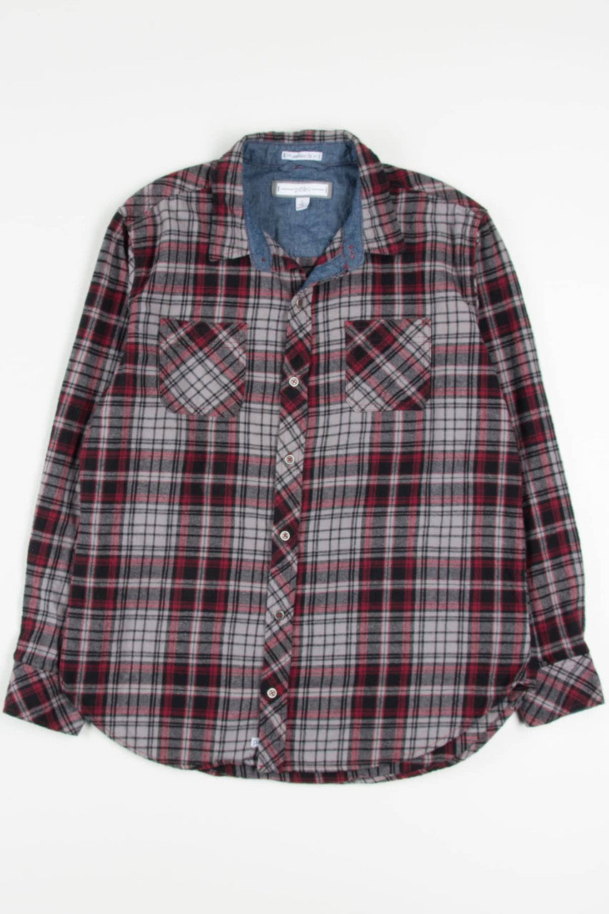 Grey & Burgundy PD&EC Flannel Shirt 3989