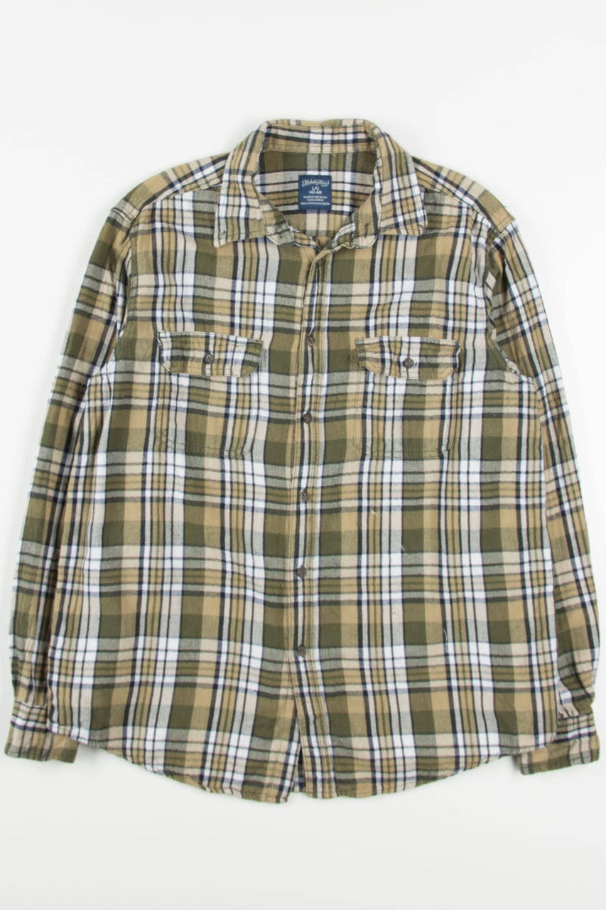 Olive Faded Glory Flannel Shirt 4037