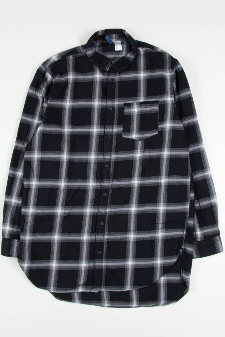 Long Black H&M Flannel Shirt 4093