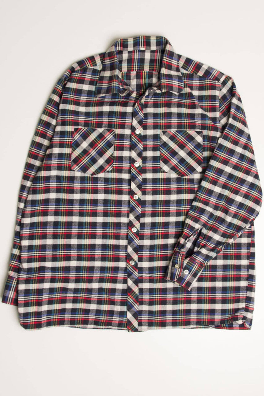 Vintage Rainbow & Black Plaid Flannel Shirt 4159