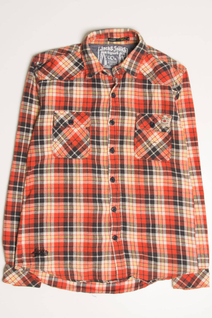 Fall Orange Jack & Jones Flannel Shirt 4167