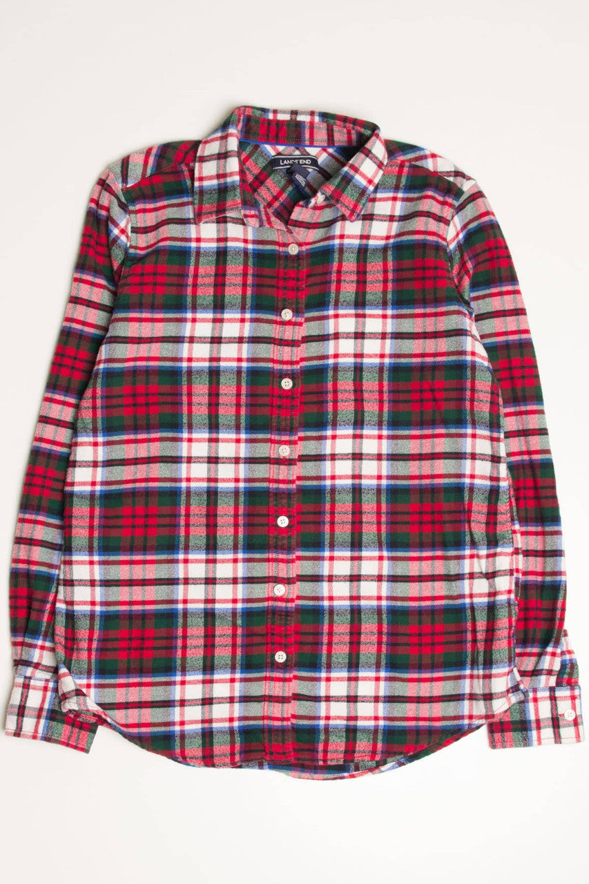 Classic Plaid Lands' End Flannel Shirt 4192