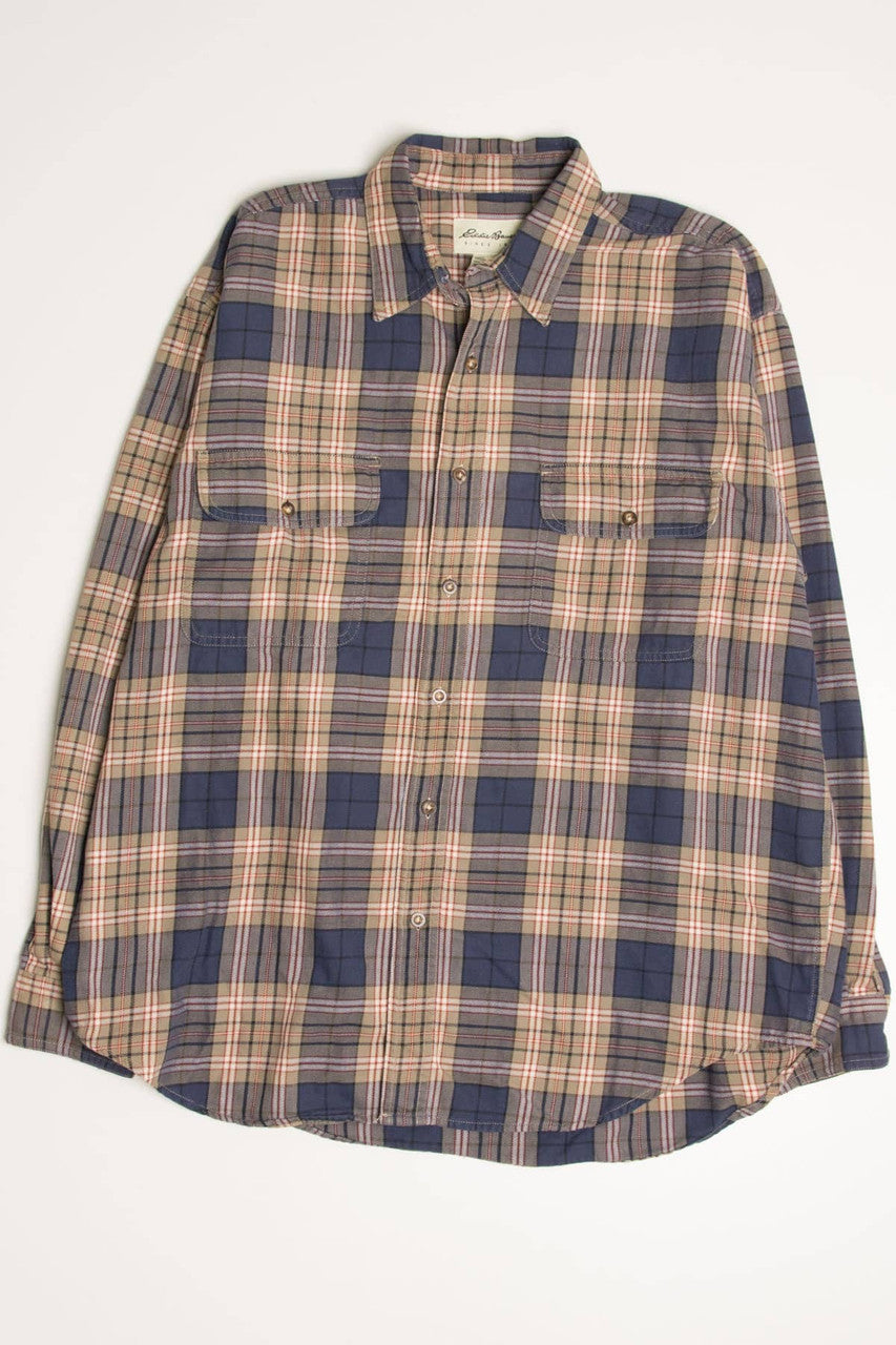 Beige & Blue Eddie Bauer Flannel Shirt