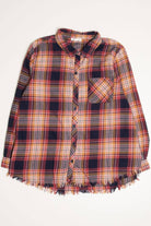 Frayed Hem Flannel Shirt 4213