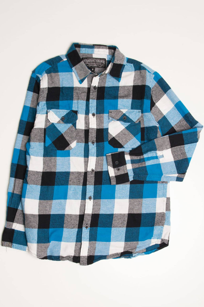 Blue Straight Faded Flannel Shirt 4219