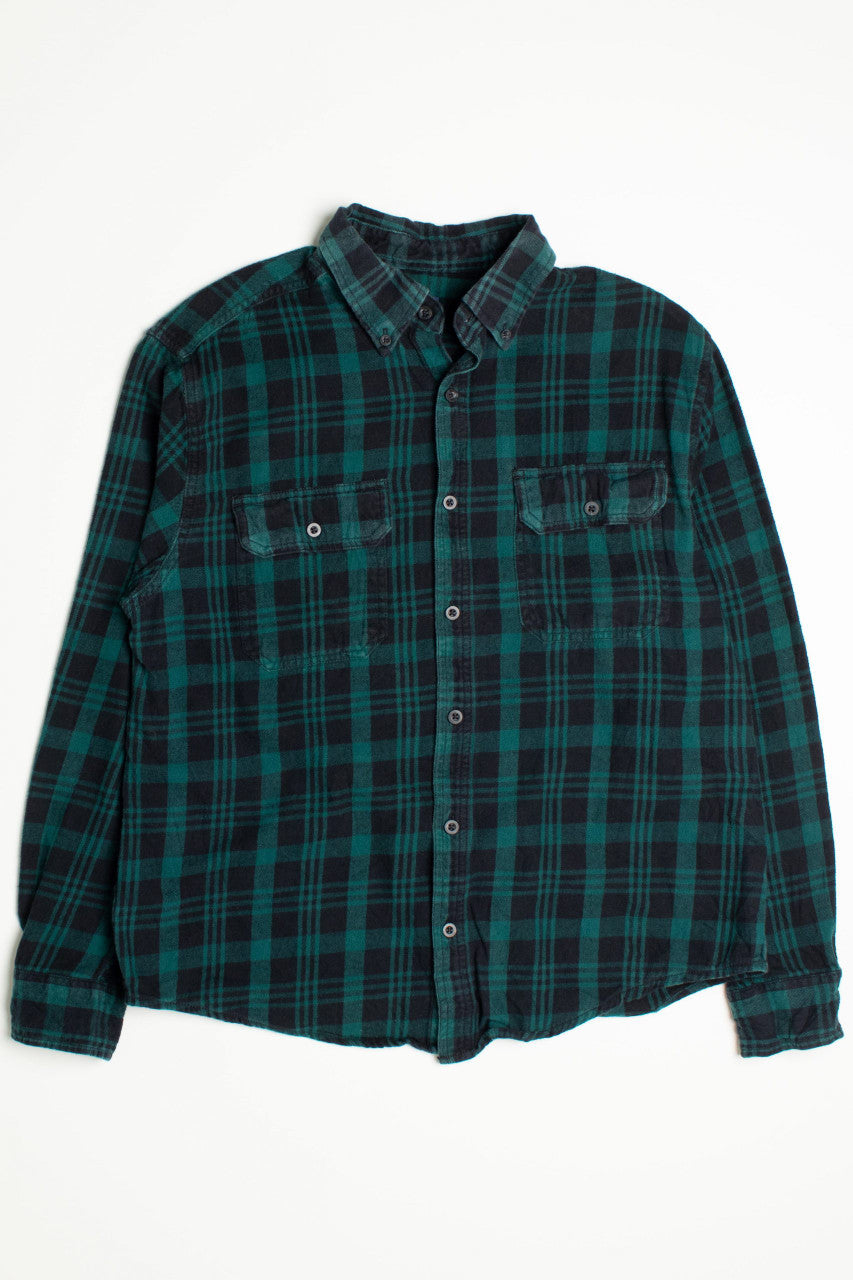 Vintage Dark Green Faded Glory Flannel Shirt