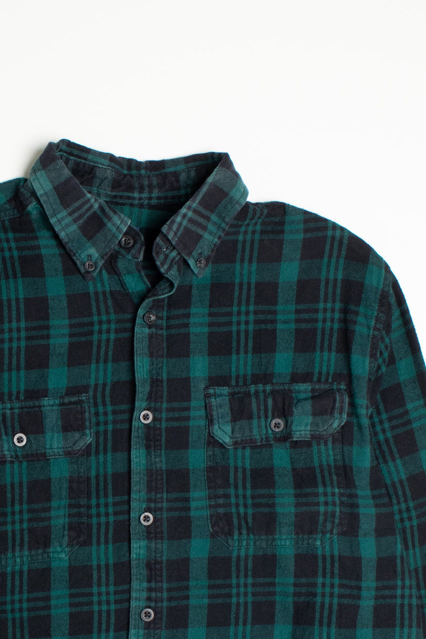 Vintage Dark Green Faded Glory Flannel Shirt