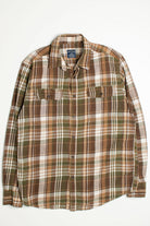 Vintage Faded Glory Green and Brown Flannel Shirt