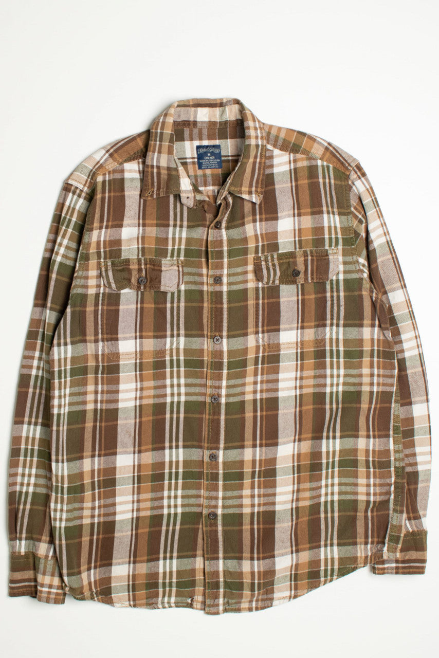 Vintage Faded Glory Green and Brown Flannel Shirt