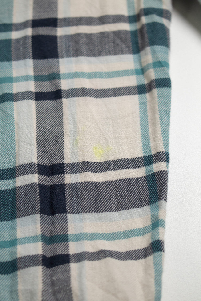 Vintage Lucky Brand White and Blue Flannel Shirt