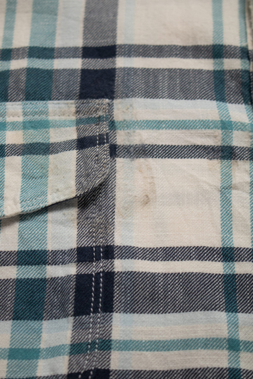 Vintage Lucky Brand White and Blue Flannel Shirt