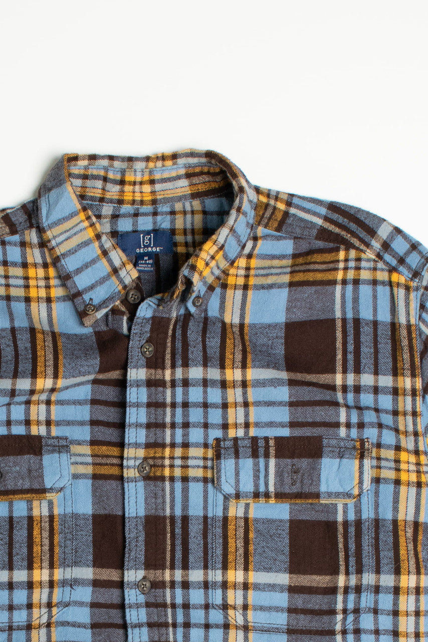 Vintage George Blue Yellow and Brown Flannel Shirt