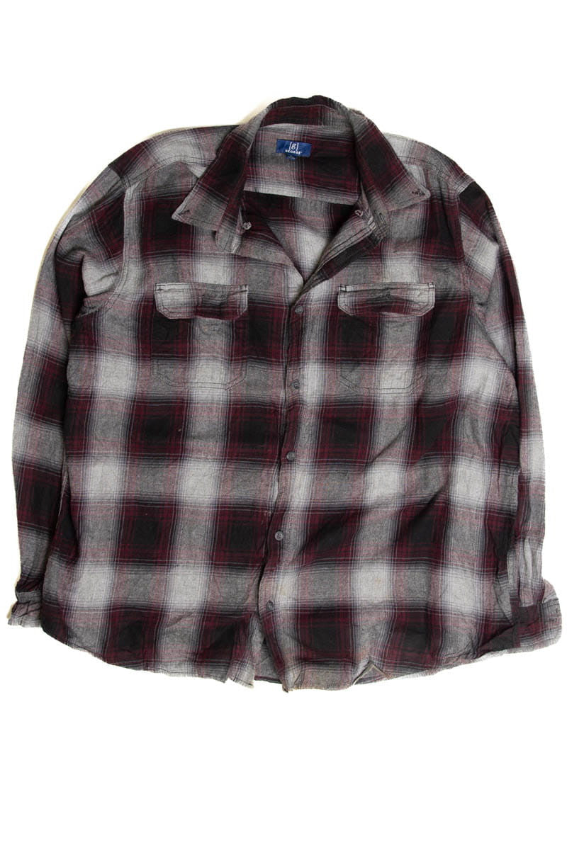 Gray & Burgundy George Flannel Shirt