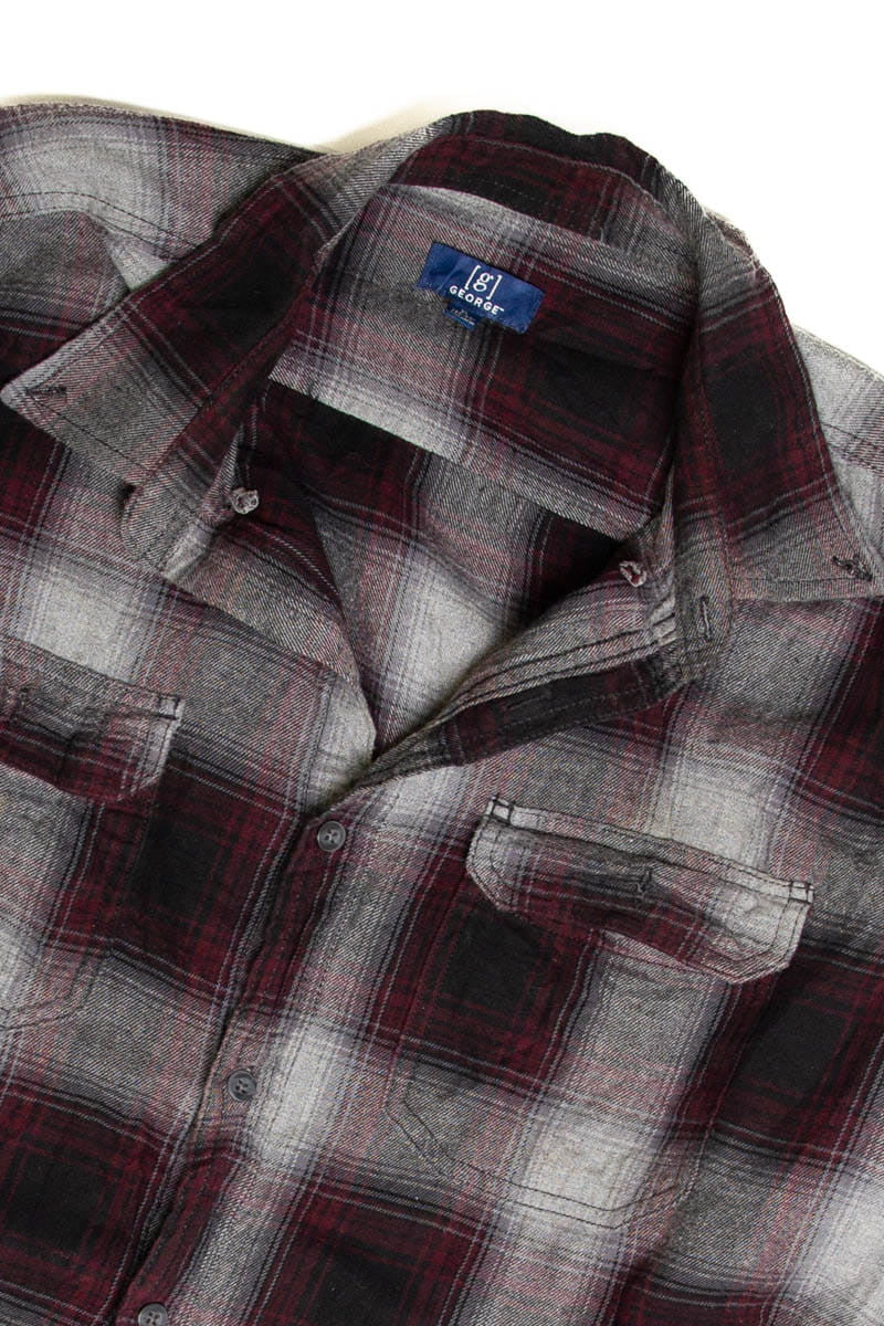 Gray & Burgundy George Flannel Shirt