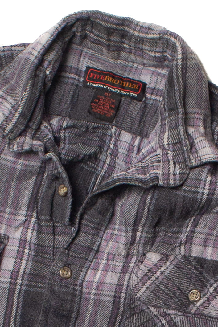 Gray & Purple Five Brother Flannel Shirt