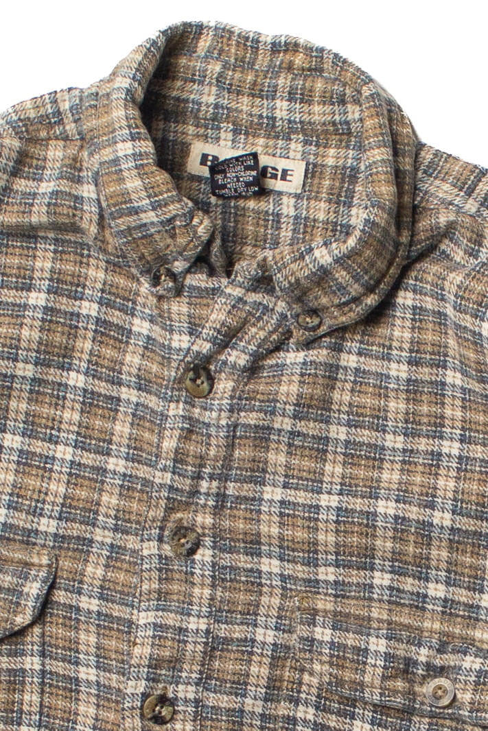 Vintage Beige Badge Flannel Shirt