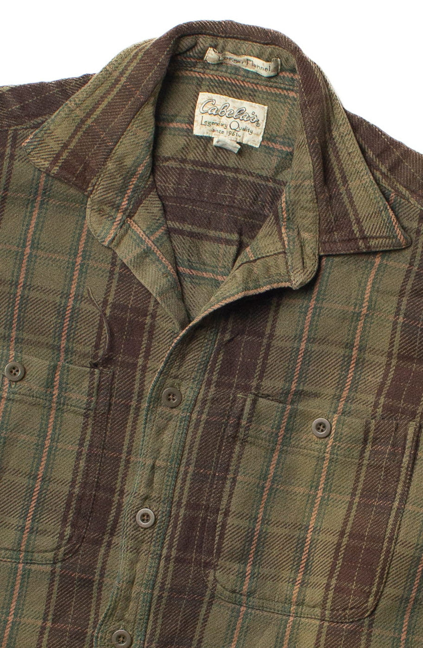 Olive Green Cabela's Logger Flannel Shirt