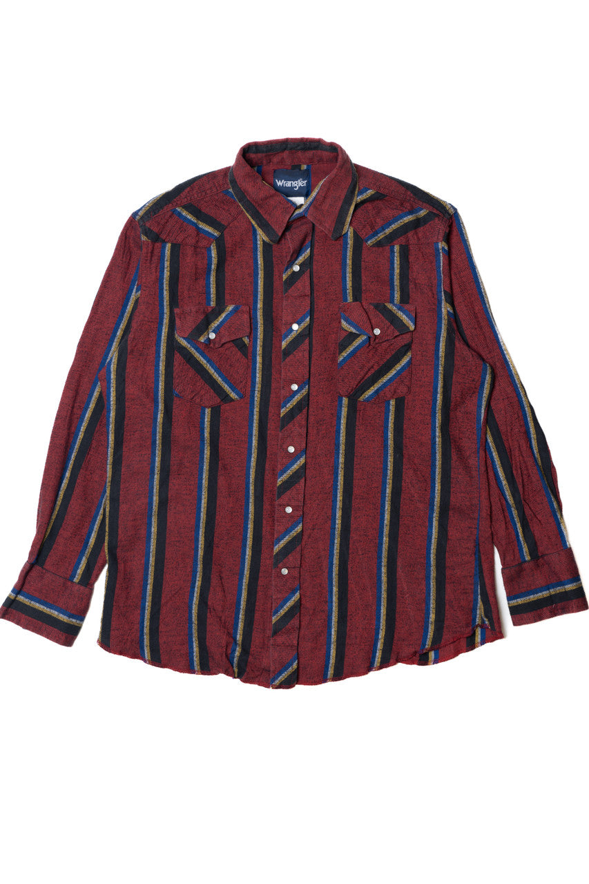 Vintage Wrangler Striped Pearl Snap Button Up Flannel Shirt