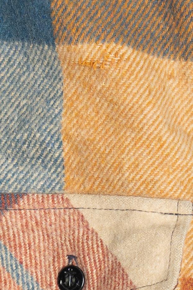 Vintage Distressed Rugby Plaid Lined Flannel Shacket (1970s)