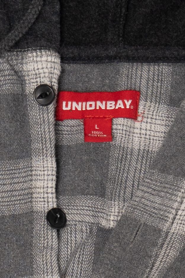 Gray Union Bay Hooded Flannel Shirt (2010s)
