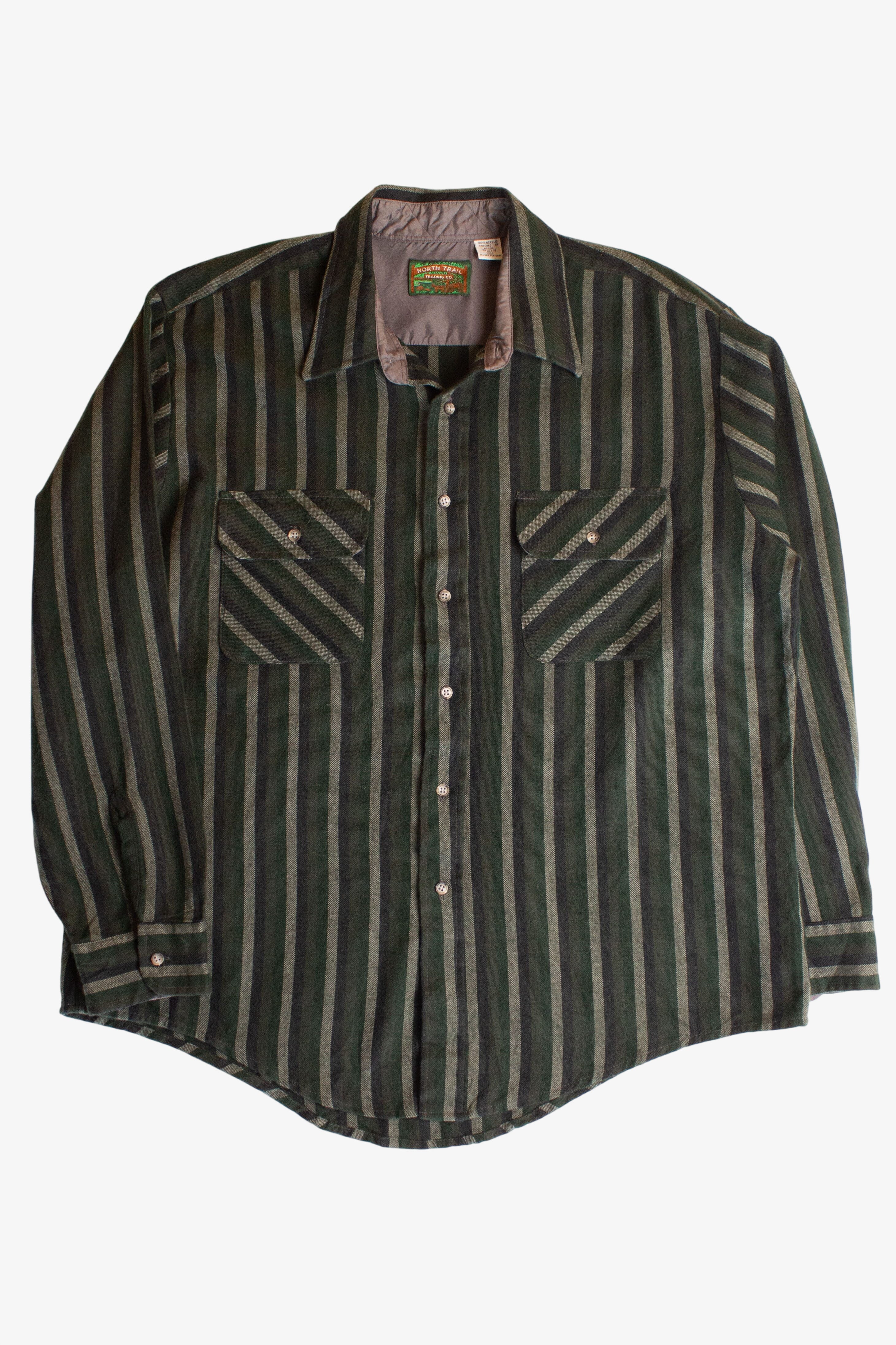 Vintage Green Striped Flannel Shirt (1990s)