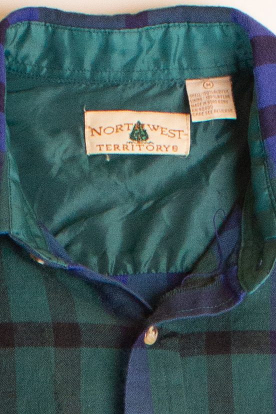 Vintage Blue & Green Flannel Shirt (1990s)