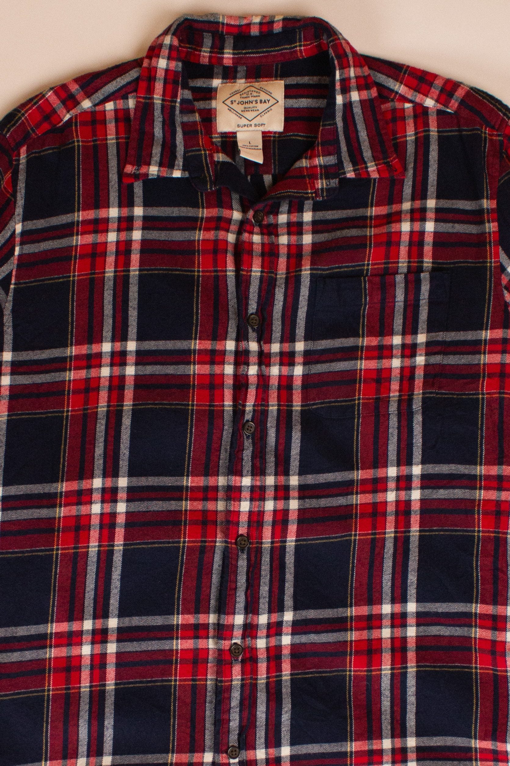 Red & Navy St. John's Bay Flannel Shirt (2000s)