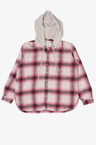 Pink American Eagle Hooded Flannel Shirt