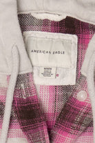 Pink American Eagle Hooded Flannel Shirt
