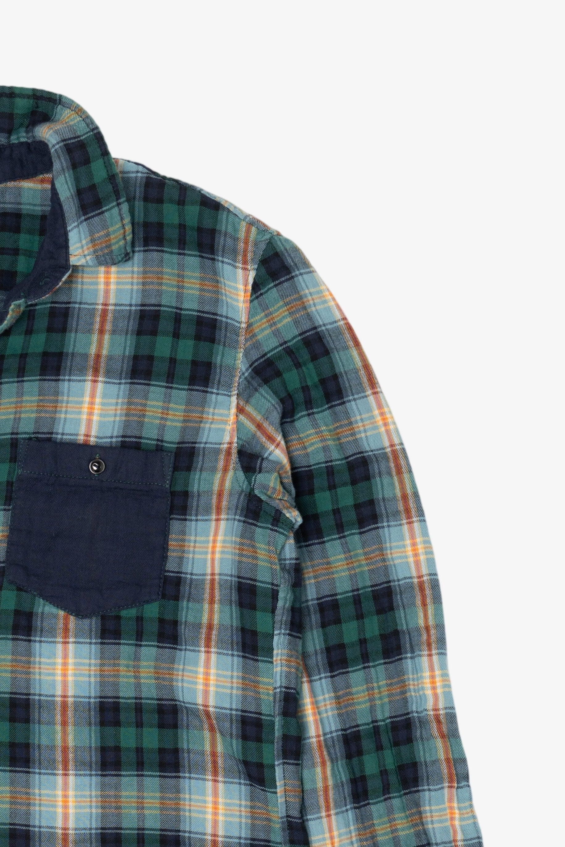 Navy Blue And Green CPO Flannel Top (2000s)