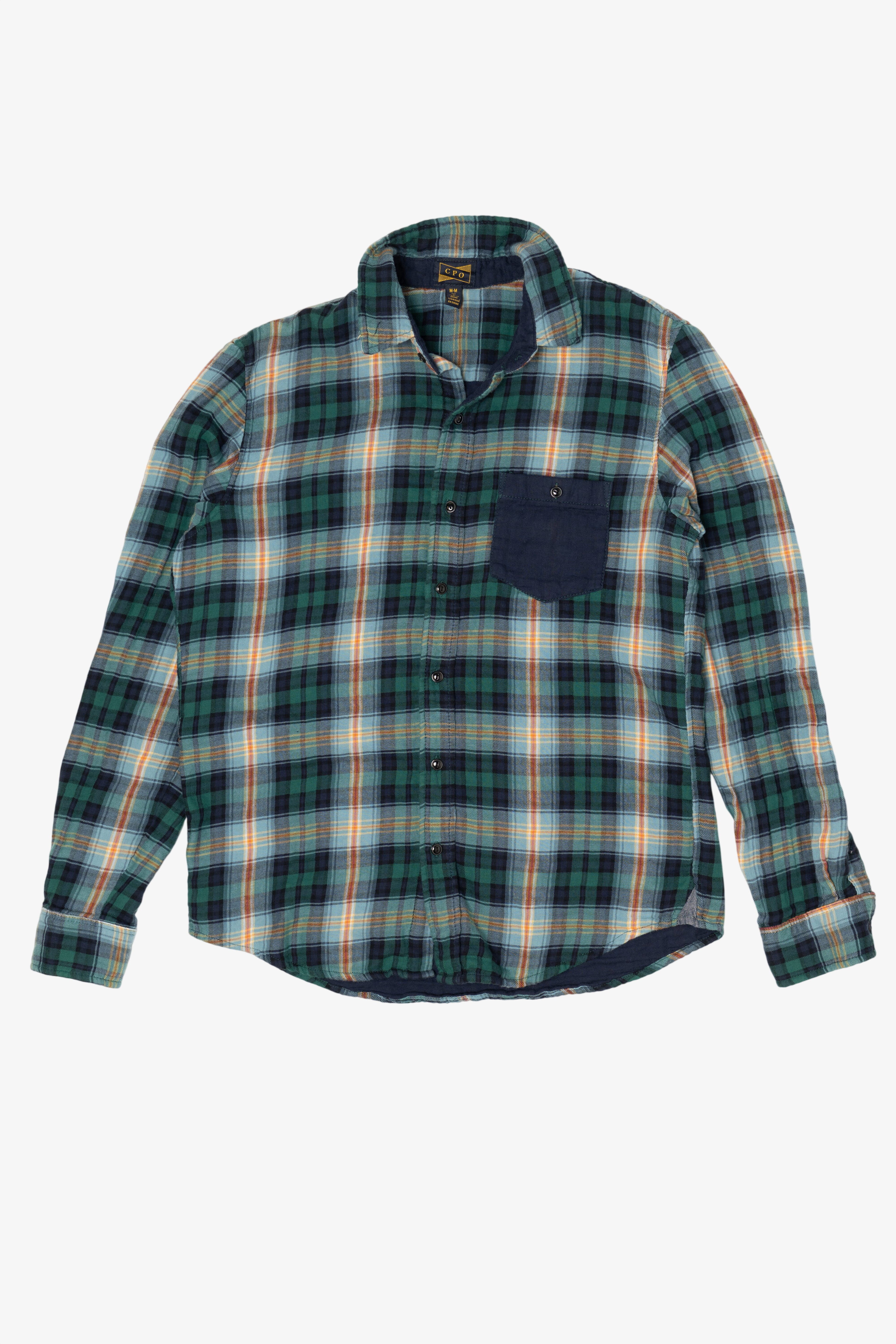 Navy Blue And Green CPO Flannel Top (2000s)