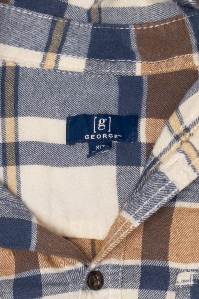Light Brown And Blue George Flannel Shirt