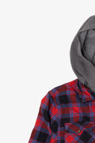 Red And Navy Blue Sonoma Vintage Hooded Flannel Shirt (2020s)