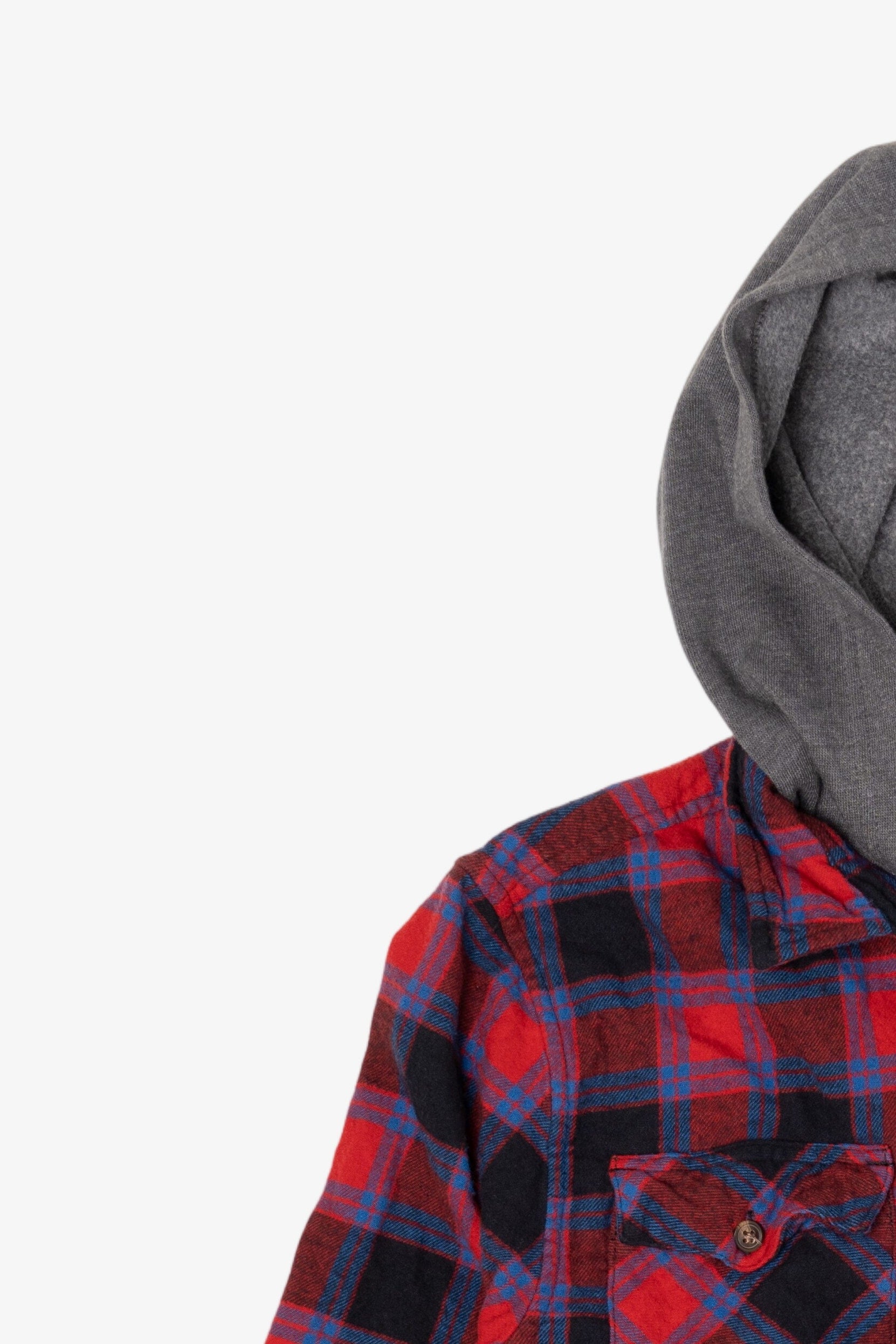 Red And Navy Blue Sonoma Vintage Hooded Flannel Shirt (2020s)
