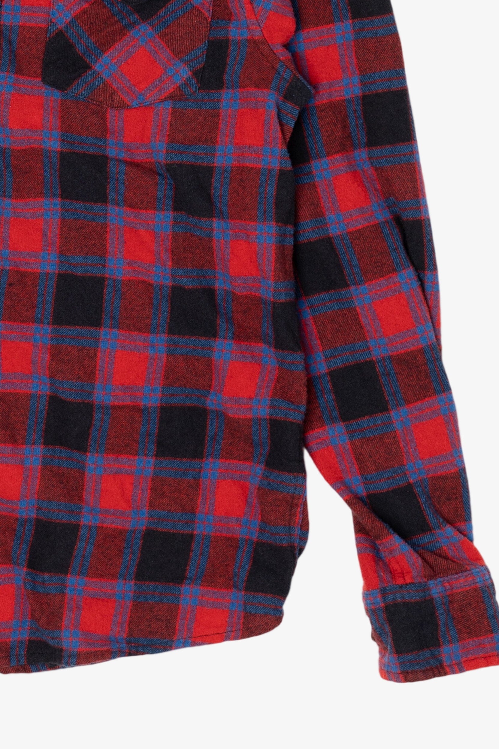 Red And Navy Blue Sonoma Vintage Hooded Flannel Shirt (2020s)