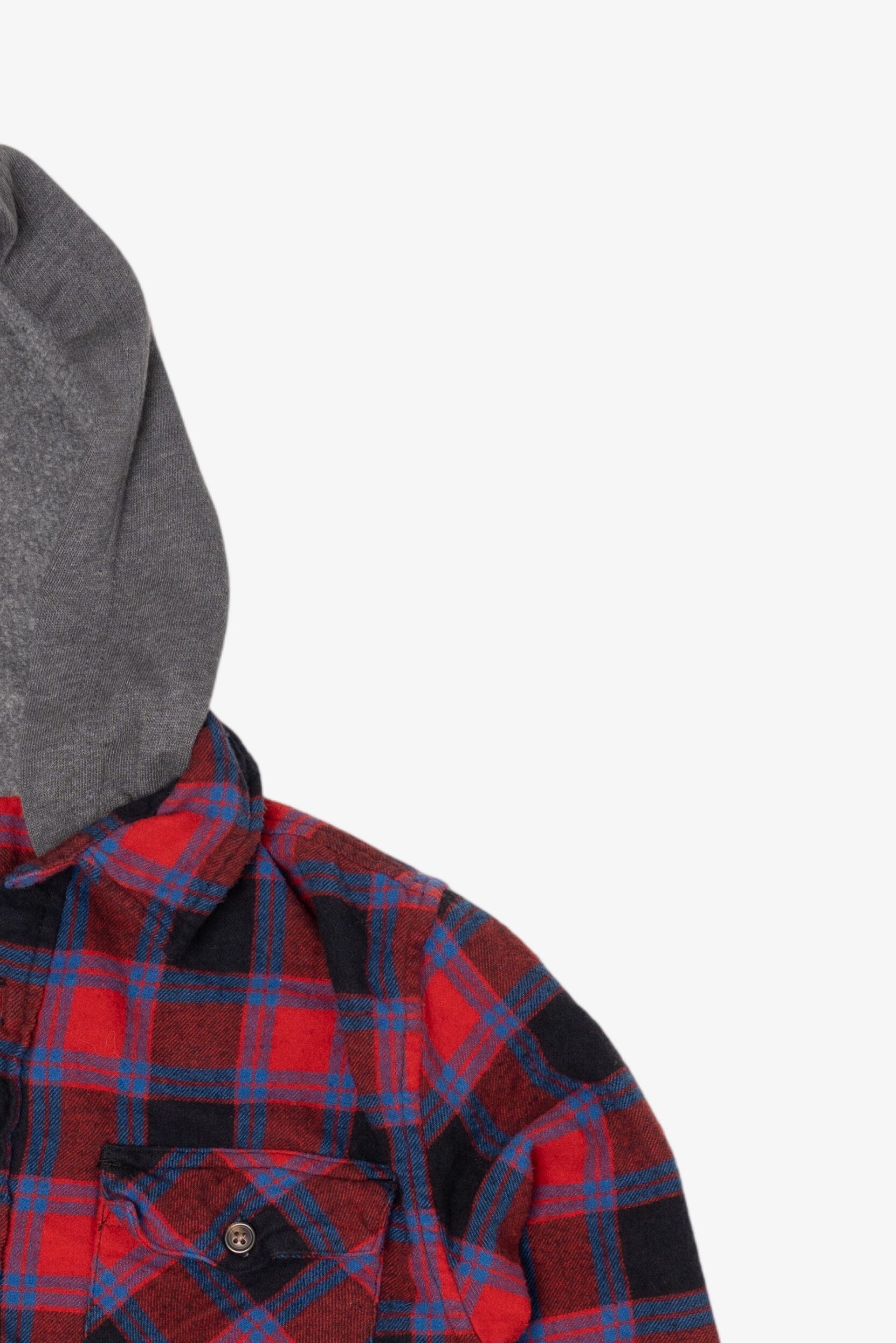 Red And Navy Blue Sonoma Vintage Hooded Flannel Shirt (2020s)