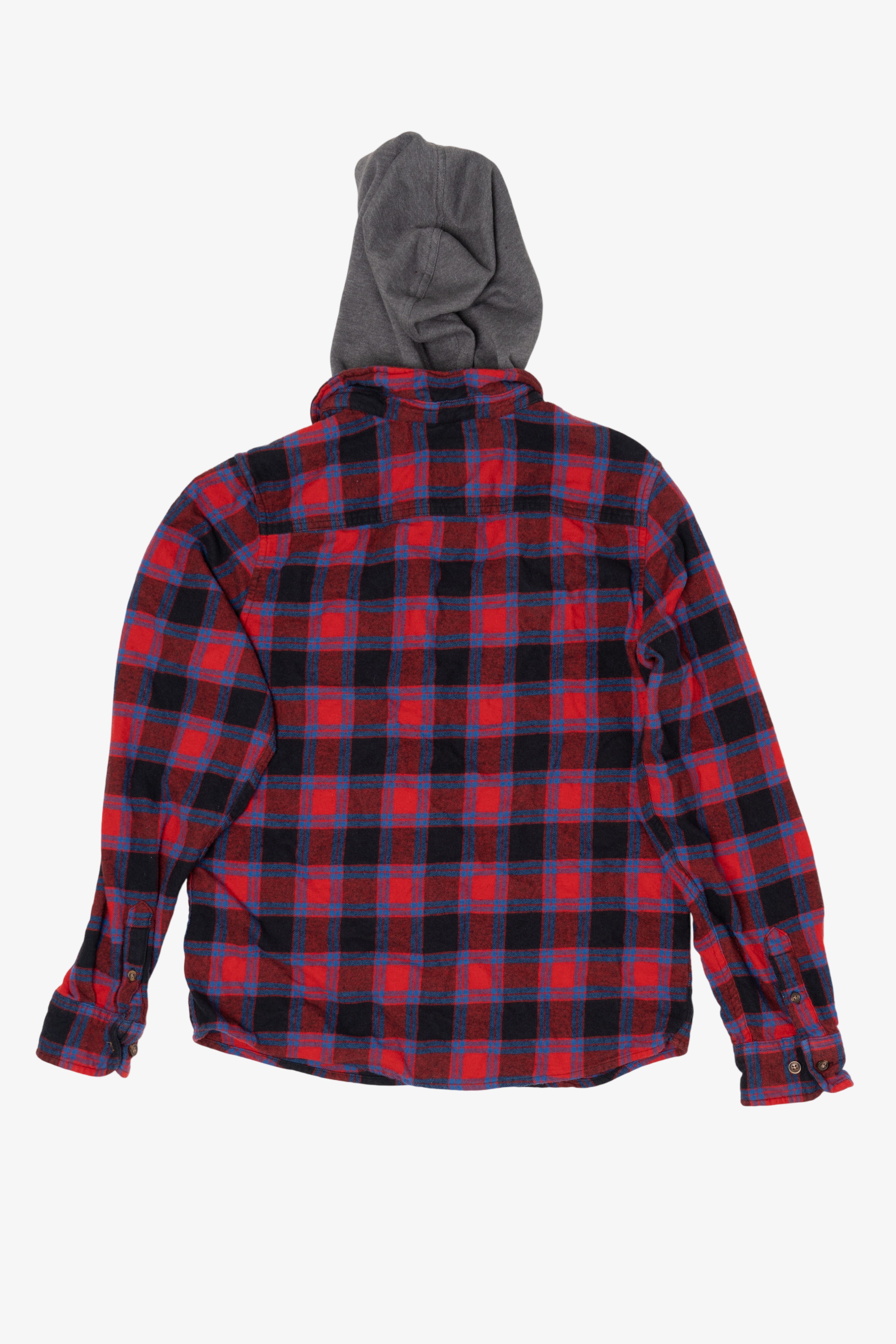 Red And Navy Blue Sonoma Vintage Hooded Flannel Shirt (2020s)