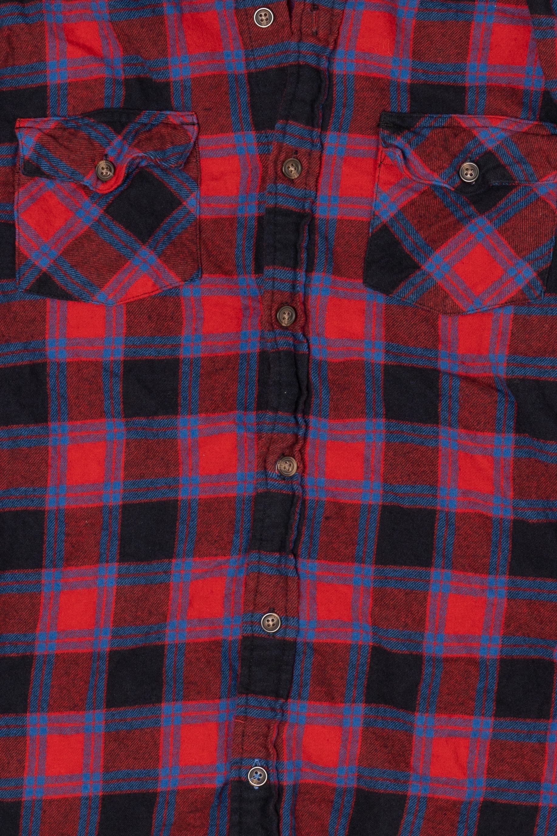Red And Navy Blue Sonoma Vintage Hooded Flannel Shirt (2020s)