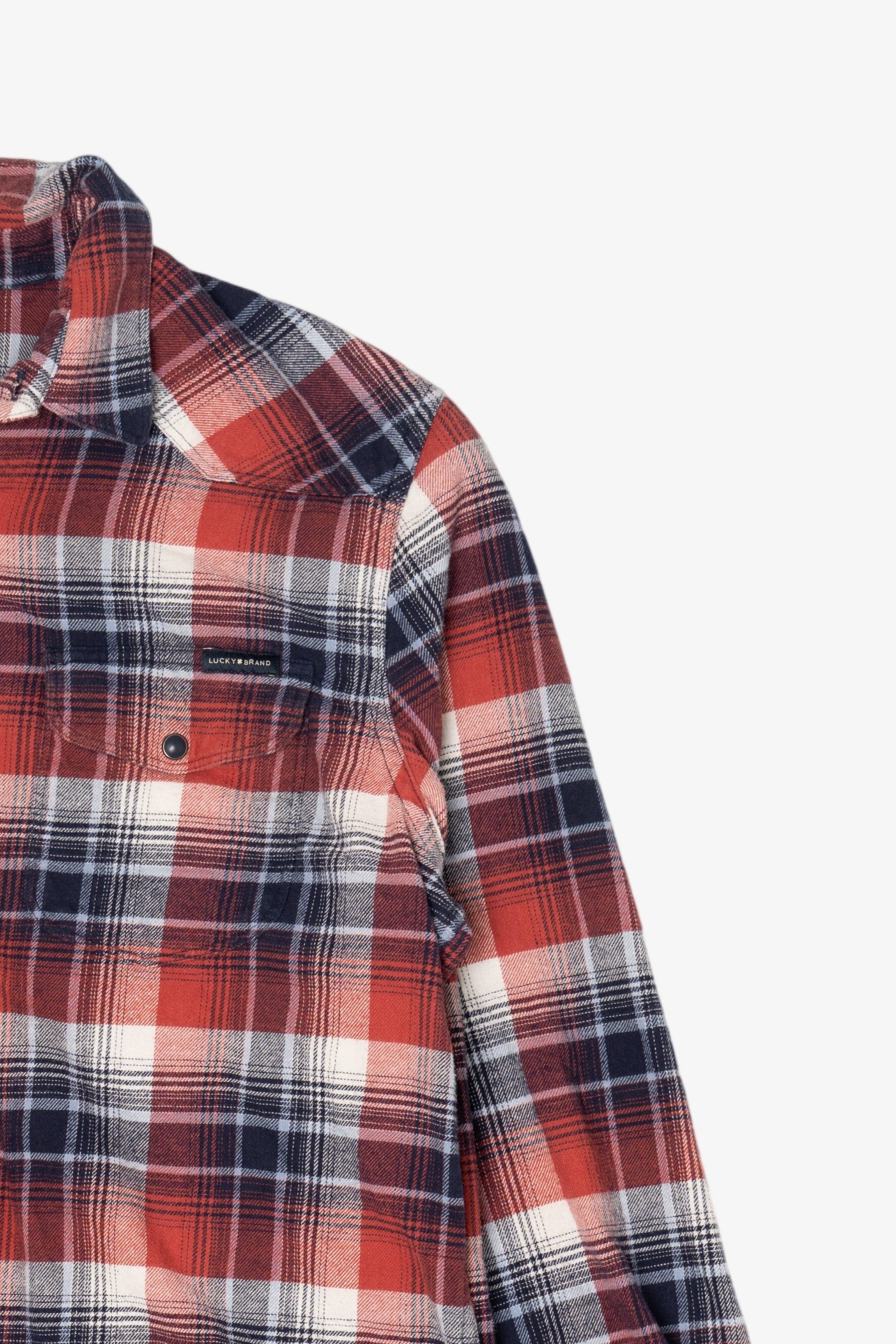 Red And Navy Blue Lucky Brand Flannel Shirt
