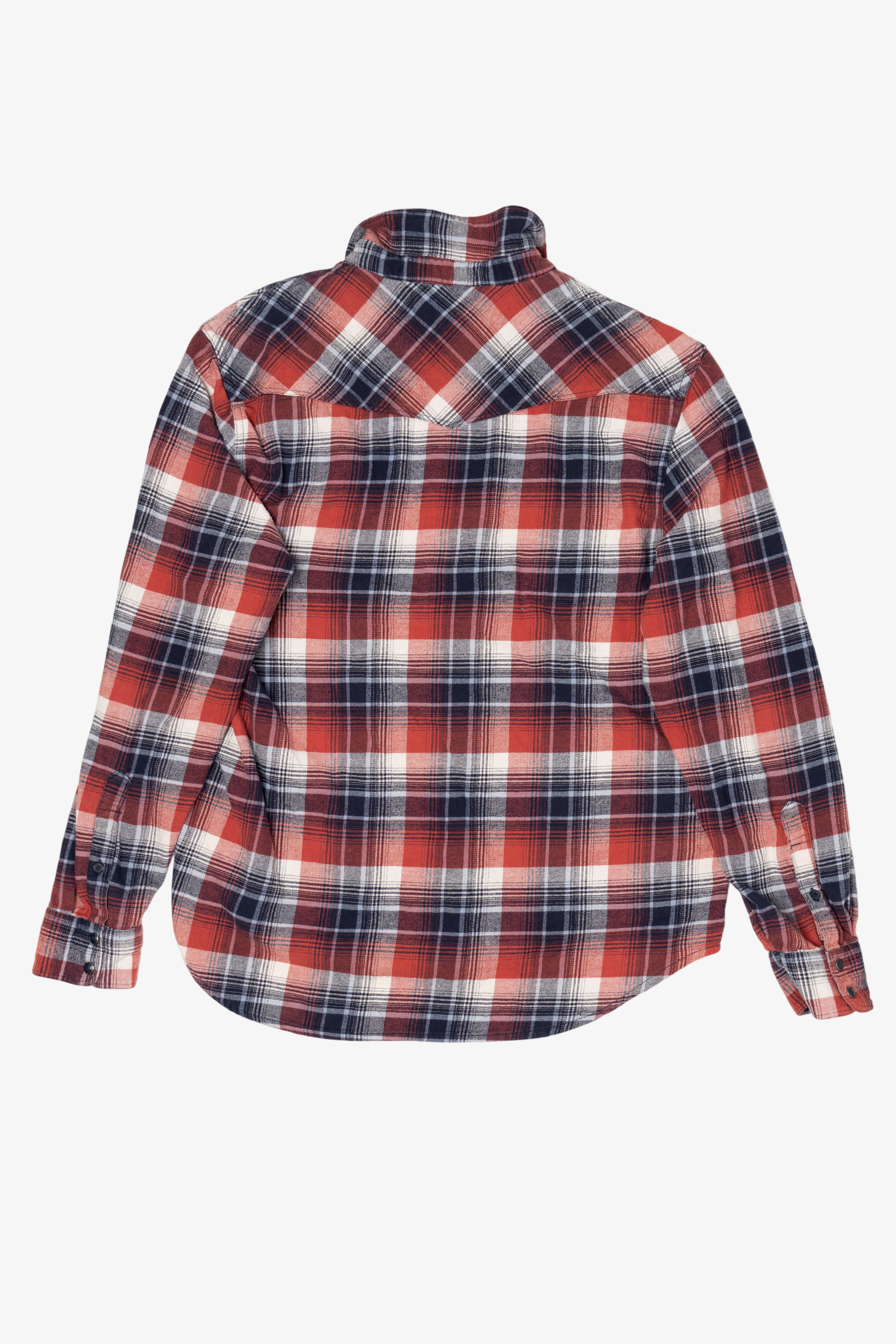 Red And Navy Blue Lucky Brand Flannel Shirt