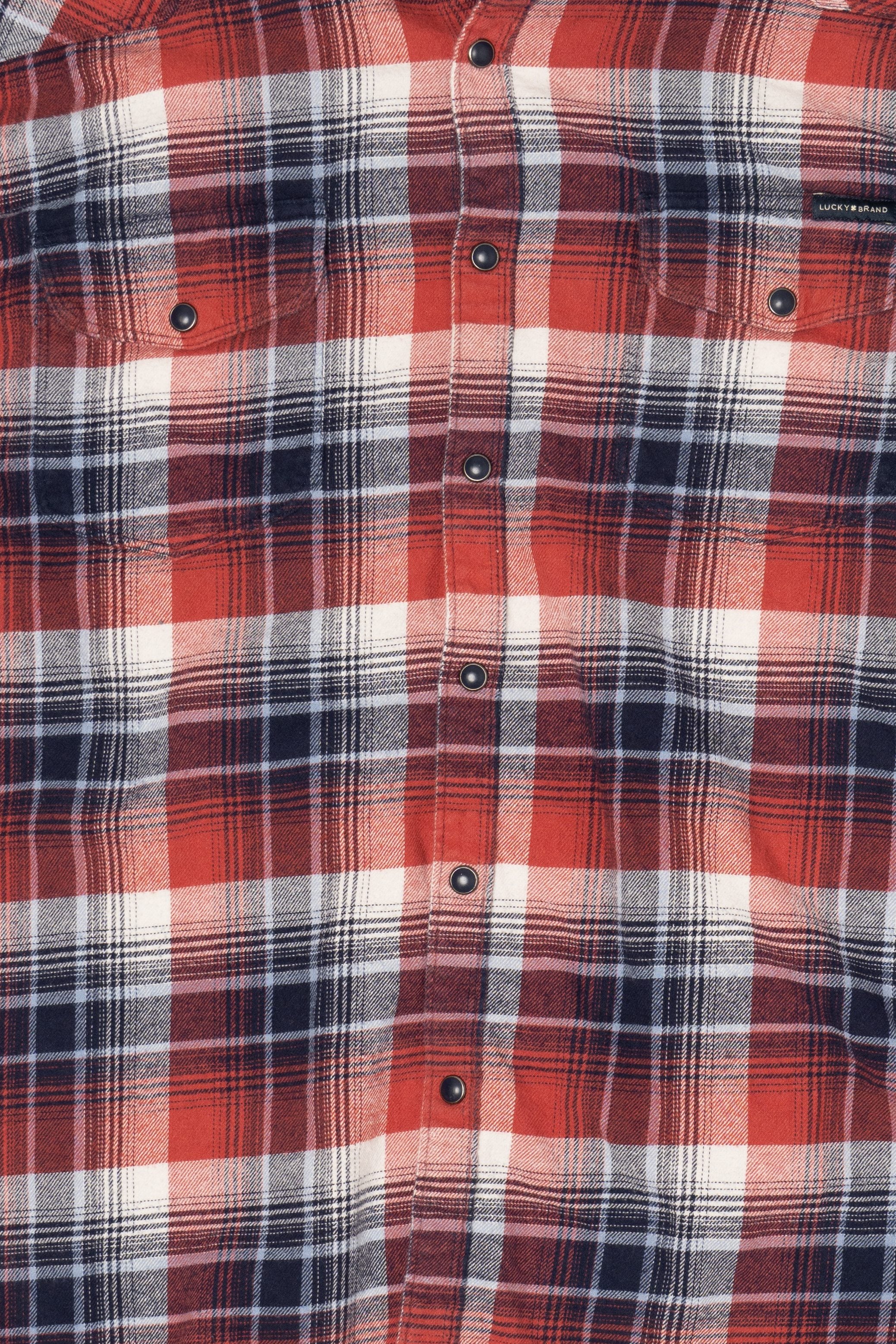 Red And Navy Blue Lucky Brand Flannel Shirt