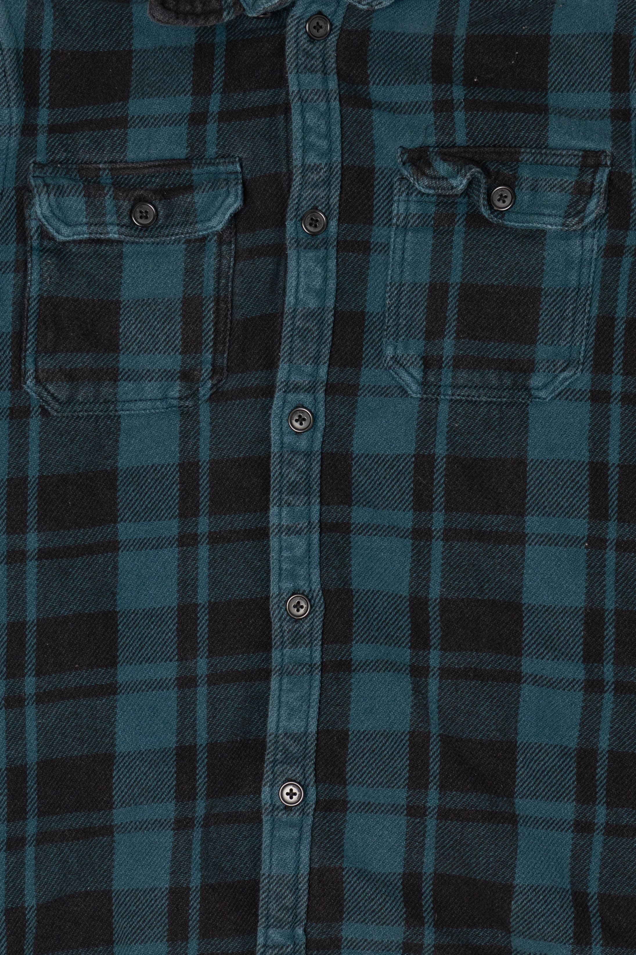 Dark Blue Divided Flannel Shirt