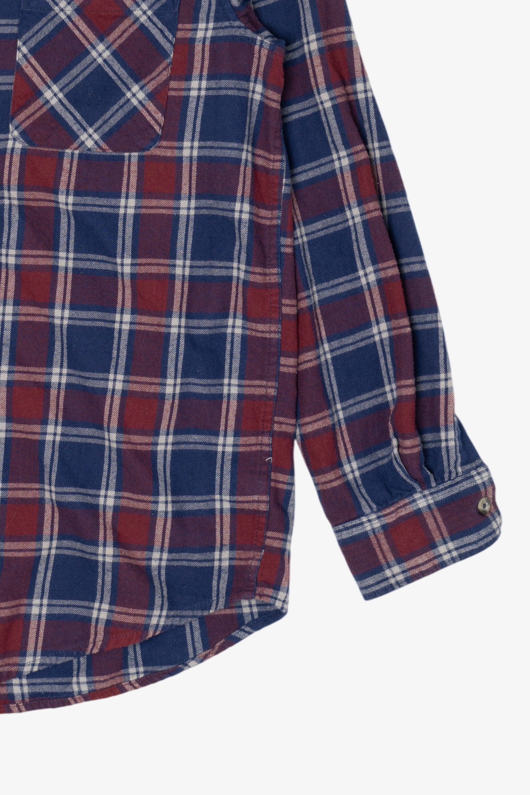 Burgundy And Navy Blue Magellan Outdoors Flannel Shirt (2020s)